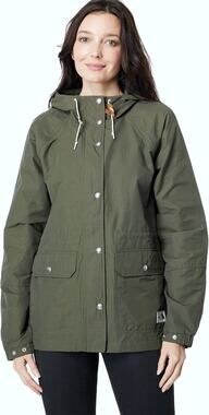North Face Rainsford Jacket S New Taupe Green Hooded Snap Zip Cotton Nylon Women